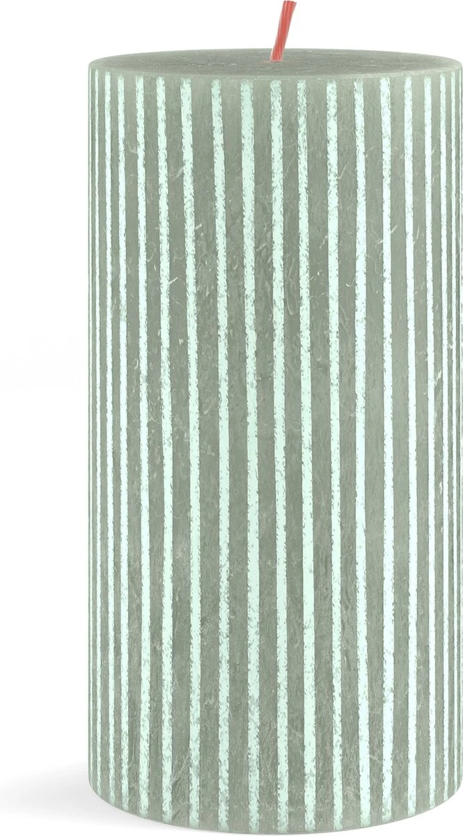 Bolsius - Rustieke Kaars - 4 Stuks - Licht Groen Met Print - 13cm 5 Bolsius - Rustieke Kaars - 4 Stuks - Licht Groen Met Print - 13cm - Afbeelding 3