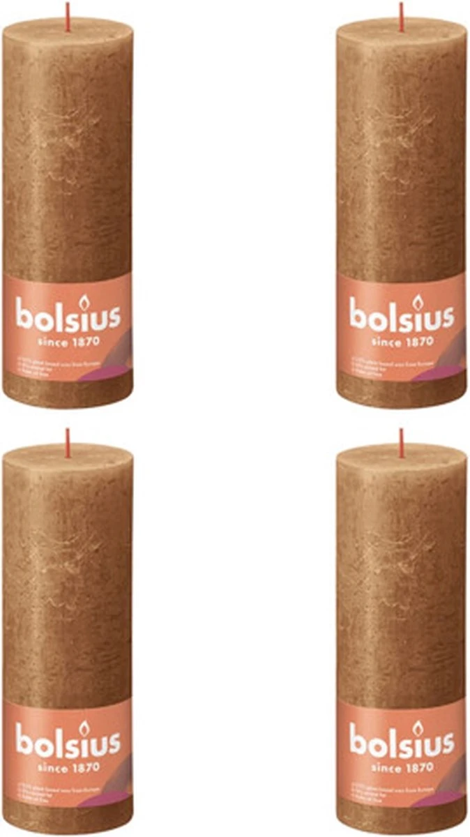 Bolsius Stompkaarsen Shine 4 St Rustiek 190x68 Mm Spice Brown 5 Bolsius Stompkaarsen Shine 4 St Rustiek 190x68 Mm Spice Brown - Afbeelding 3