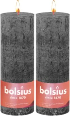Bolsius Rustieke Stompkaarsen 31 Stormy Grey – 190/68 – 2 Stuks