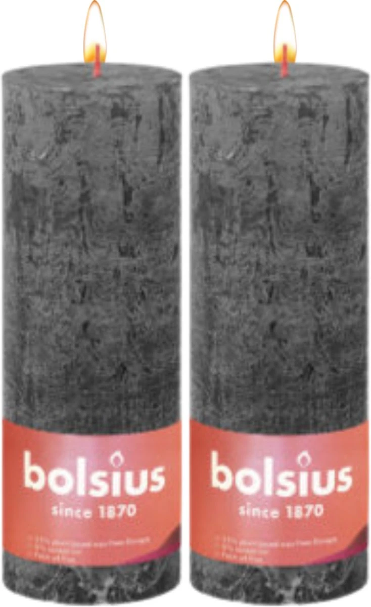 Bolsius Rustieke Stompkaarsen 31 Stormy Grey – 190/68 – 2 Stuks 3 Bolsius Rustieke Stompkaarsen 31 Stormy Grey – 190/68 – 2 Stuks