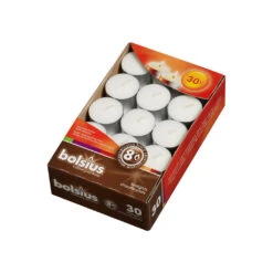 Bolsius Theelichten 8 Branduren 30 Stuks Wit