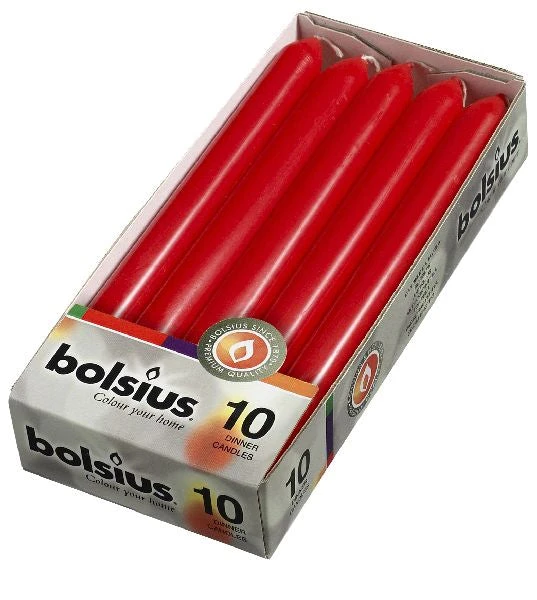 Bolsius Dinerkaars 230/206x10 Stuks Rood 3 Bolsius Dinerkaars 230/206x10 Stuks Rood