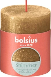 Bolsius Stompkaars Rustiek Shimmer Goud 35 Uur D 6,8 H 8 Cm