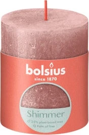 Bolsius Stompkaars Rustiek Shimmer Roze 35 Uur D 6,8 H 8 Cm