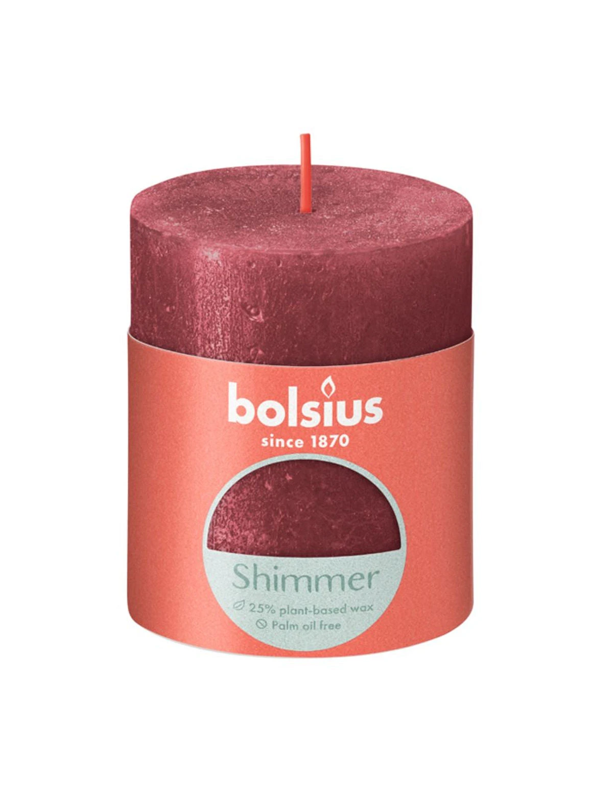 Bolsius Rustiek Stompkaars Shimmer 80/68 - Red 3 Bolsius Rustiek Stompkaars Shimmer 80/68 - Red