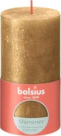 Bolsius Stompkaars Rustiek Shimmer Goud 60 Uur D 6,8 H 13 Cm