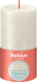 Bolsius Stompkaars Rustiek Shimmer Wit 60 Uur D 6,8 H 13 Cm