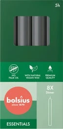 Bolsius Dinerkaars Essentials Antraciet 5 Uur D 2 H 17 Cm 8 Stuks