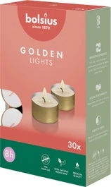 Bolsius Waxinelicht Classic Wit / Goud 8 Uur D 4 H 2 Cm 24 Stuks