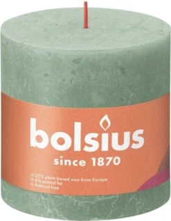 Bolsius Stompkaars Sage Green Ø100 Mm - Hoogte 10 Cm - Mintgroen - 62 Branduren