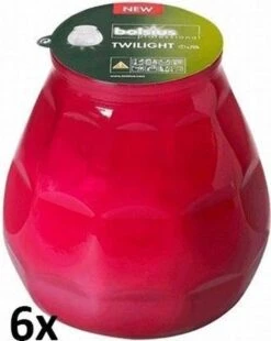 6 Stuks Bolsius Twilights Fuchsia Glazen Kaarsen 104/99 (70 Uur)