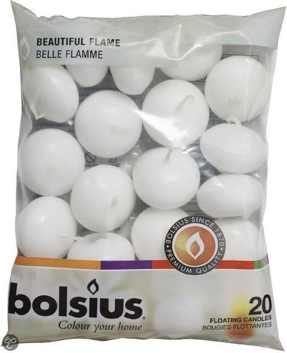 Bolsius Drijfkaarsen - 20 Stuks - Wit 5 Bolsius Drijfkaarsen - 20 Stuks - Wit - Afbeelding 3