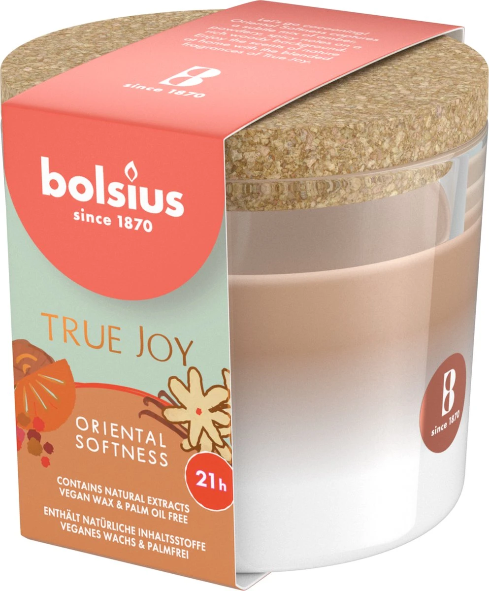 Bolsius - True Joy - 6 Geurkaarsen Met Kurken Deksel - Oriental Softness - Oranje - Voordeelverpakking - Geurkaars 3 Bolsius - True Joy - 6 Geurkaarsen Met Kurken Deksel - Oriental Softness - Oranje - Voordeelverpakking - Geurkaars