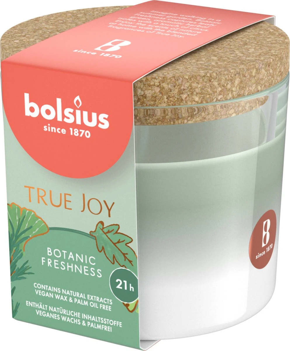 Bolsius - True Joy - 6 Geurkaarsen Met Kurken Deksel - Botanic Freshness - Groen - Voordeelverpakking - Geurkaars - Paasdecoratie 3 Bolsius - True Joy - 6 Geurkaarsen Met Kurken Deksel - Botanic Freshness - Groen - Voordeelverpakking - Geurkaars - Paasdecoratie